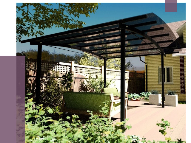 Навесы для террасы в Ноябрьске от 12916 руб. под ключ | ПРОЛЁТ-Нбс