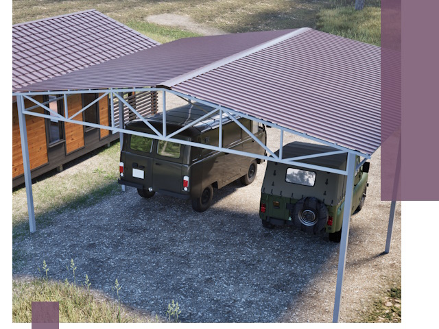 Двускатные навесы под ключ в Ноябрьске — изготовление и монтаж